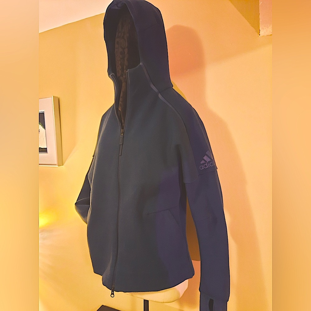 Adidas Dark Blue Hooded Performance Jacket L